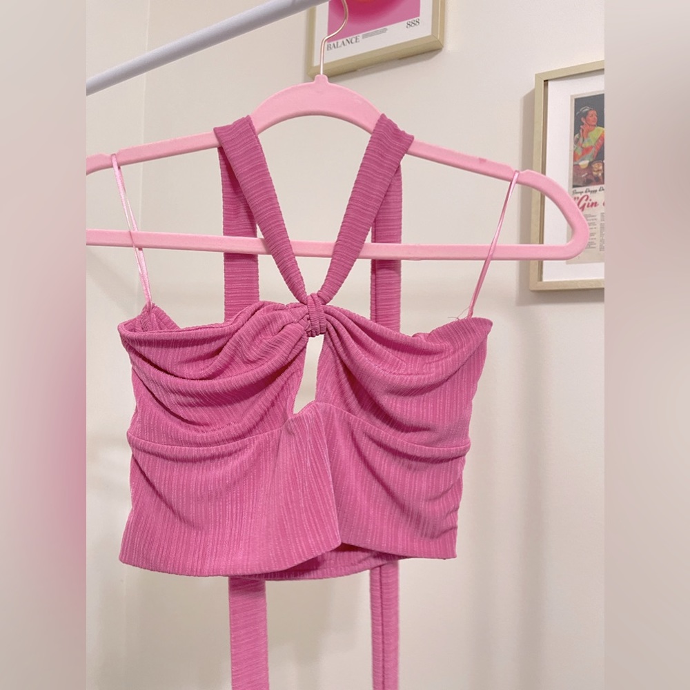Pink Wrap Crop Tank